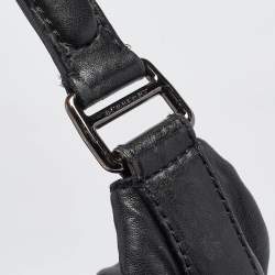 Pre Owned Burberry Black Leather Ruched Hobo