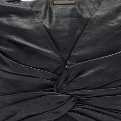 Pre Owned Burberry Black Leather Ruched Hobo