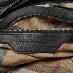 Pre Owned Burberry Black Leather Ruched Hobo