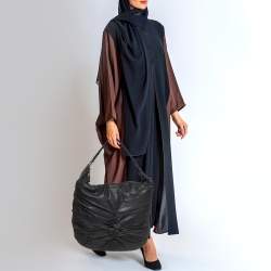 Pre Owned Burberry Black Leather Ruched Hobo