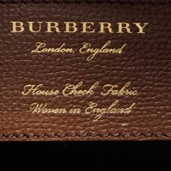 Pre Owned Burberry Brown/Beige Leather and House Check Fabric Medium Banner Tote