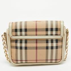 مملوكة مسبقًا Burberry Off White/Beige Haymarket Coated Canvas Tassel Crossbody Bag