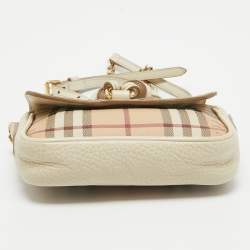 مملوكة مسبقًا Burberry Off White/Beige Haymarket Coated Canvas Tassel Crossbody Bag