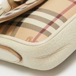 مملوكة مسبقًا Burberry Off White/Beige Haymarket Coated Canvas Tassel Crossbody Bag