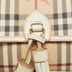 مملوكة مسبقًا Burberry Off White/Beige Haymarket Coated Canvas Tassel Crossbody Bag