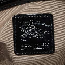 Pre Owned Burberry Beige/Black Nova Check PVC and Patent Leather Chester Boston Bag