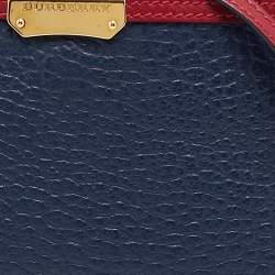 Pre Owned Burberry Navy Blue/Red Leather Peyton Crossbody Bag