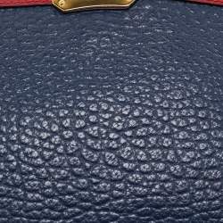 Pre Owned Burberry Navy Blue/Red Leather Peyton Crossbody Bag