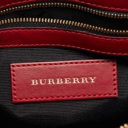 Pre Owned Burberry Navy Blue/Red Leather Peyton Crossbody Bag