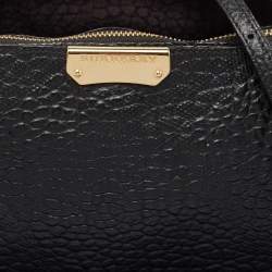 Pre Owned Burberry Black Embossed Check Leather Chichester Crossbody Bag