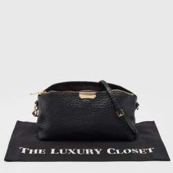 Pre Owned Burberry Black Embossed Check Leather Chichester Crossbody Bag