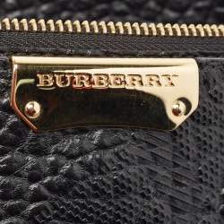 Pre Owned Burberry Black Embossed Check Leather Chichester Crossbody Bag