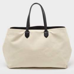 Burberry Off White Canvas Lewes Tote