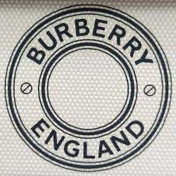 Burberry White/Brown Canvas/Leather Logo Print Mini Crossbody Bag