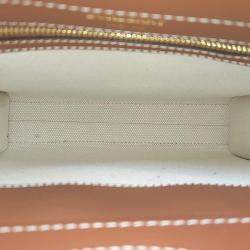 Burberry White/Brown Canvas/Leather Logo Print Mini Crossbody Bag