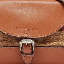 Pre Owned Burberry Brown Mega Check Canvas and Leather Henham Crossbody Bag