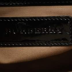 Pre Owned Burberry Black/Beige Nova Check PVC and Patent Leather Brooke Hobo