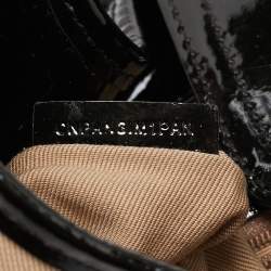 Pre Owned Burberry Black/Beige Nova Check PVC and Patent Leather Brooke Hobo