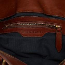 Pre Owned حقيبة يد بربري بريدل لينير جلد وكانفاس كاروهات هاوس أسود/ بيج متوسطة