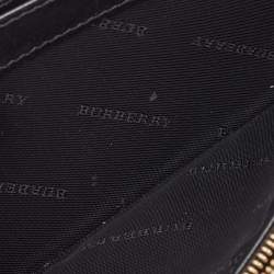 Pre Owned Burberry Black/Beige House Check Canvas and Leather Flap Continental Wallet