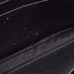 Pre Owned Burberry Black/Beige House Check Canvas and Leather Flap Continental Wallet