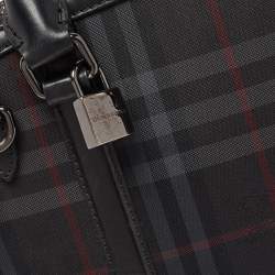 مملوكة مسبقًا Burberry Black Haymarket Check Nylon and Leather Orchard Bag