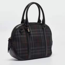 مملوكة مسبقًا Burberry Black Haymarket Check Nylon and Leather Orchard Bag