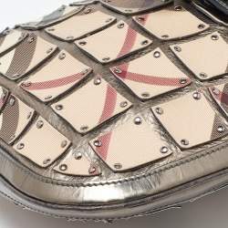 Pre Owned Burberry Beige/Metallic Nova Check PVC and Leather Crossbody Bag