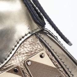 Pre Owned Burberry Beige/Metallic Nova Check PVC and Leather Crossbody Bag