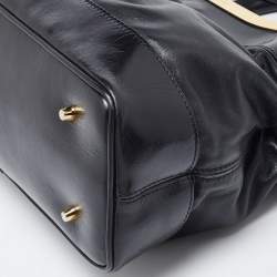 Pre Owned Burberry Black Leather Metal Tote