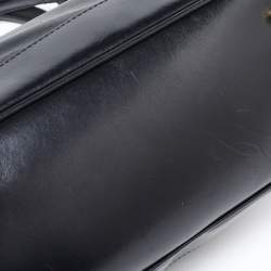 Pre Owned Burberry Black Leather Metal Tote