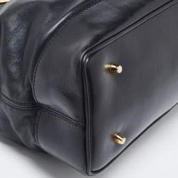 Pre Owned Burberry Black Leather Metal Tote