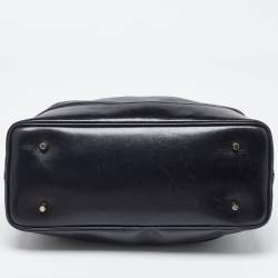 Pre Owned Burberry Black Leather Metal Tote