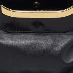 Pre Owned Burberry Black Leather Metal Tote