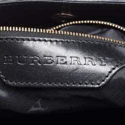 Pre Owned Burberry Black Leather Metal Tote