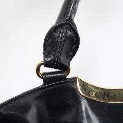 Pre Owned Burberry Black Leather Metal Tote