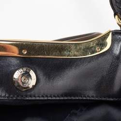 Pre Owned Burberry Black Leather Metal Tote