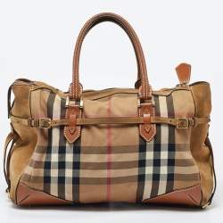 Pre Owned Burberry Multicolor House Check Canvas,Suede and Leather Tote