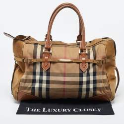 Pre Owned Burberry Multicolor House Check Canvas,Suede and Leather Tote
