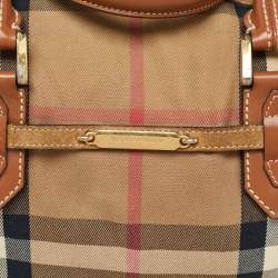 Pre Owned Burberry Multicolor House Check Canvas,Suede and Leather Tote