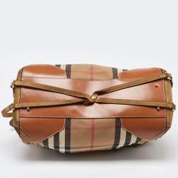 Pre Owned Burberry Multicolor House Check Canvas,Suede and Leather Tote