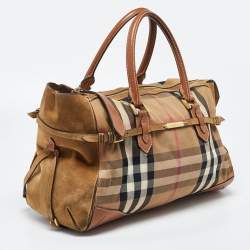 Pre Owned Burberry Multicolor House Check Canvas,Suede and Leather Tote