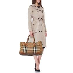 Pre Owned Burberry Multicolor House Check Canvas,Suede and Leather Tote