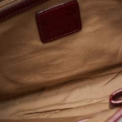 Pre Owned Burberry Burgundy/Beige Nova Check PVC and Patent Leather Brooke Hobo