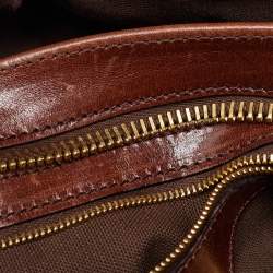 Pre Owned Burberry Brown/Beige House Check Fabric and Leather Tote