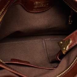 Pre Owned Burberry Brown/Beige House Check Fabric and Leather Tote