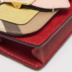Pre Owned Burberry Multicolor House Check Canvas, Leather and Snakeskin Buckle Phone Crossbody Bag
