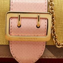 Pre Owned Burberry Multicolor House Check Canvas, Leather and Snakeskin Buckle Phone Crossbody Bag