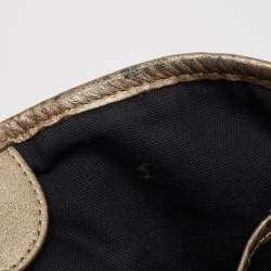 Pre Owned Burberry Metallic Beat Check Shimmer Canvas and Leather Snap Tote