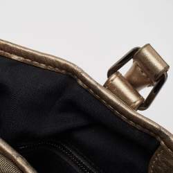 Pre Owned Burberry Metallic Beat Check Shimmer Canvas and Leather Snap Tote